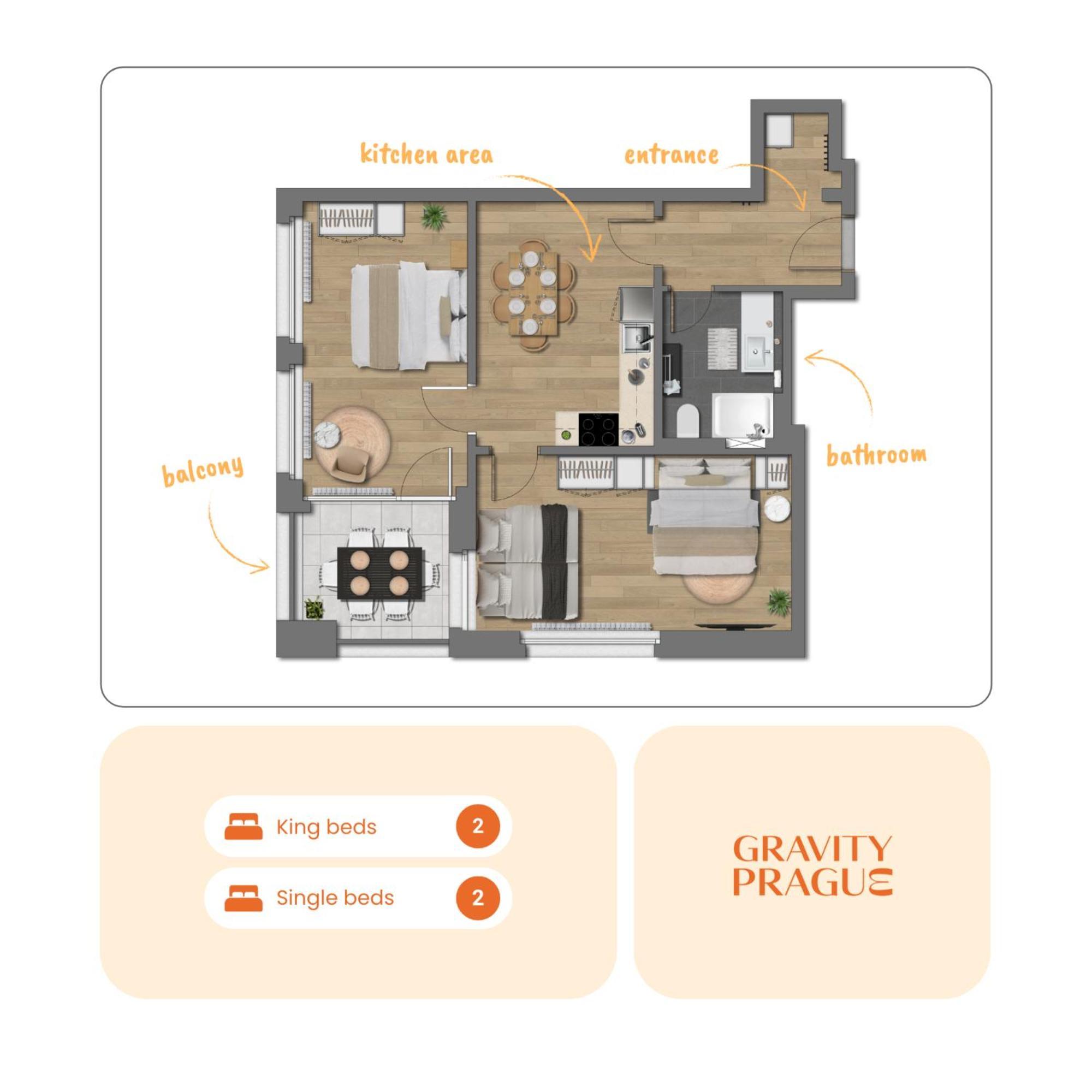 Bright 2Br - 8Th Floor, Balcony, Free Parking - By Gravity Prague Apartment Bagian luar foto
